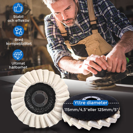 ✨ KÖP 1, FÅ 1 GRATIS ! 🔥 Polerskiva med Flik av Ullfilt – Enkel att Använda, Skonsam mot Ytor & Professionellt Resultat