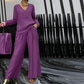 Casual tweedelige loungeset met V-hals voor dames