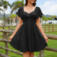 💃 Puff Sleeve Backless Bow Tie Dress💕